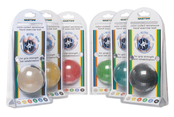 全套六個 握力啫喱訓練球  CanDo Gel Squeeze Ball, Standard Circular, 6-piece set (tan, yellow, red, green, blue, black)